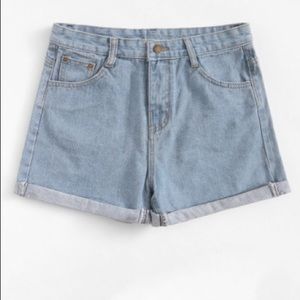 High waisted denim shorts